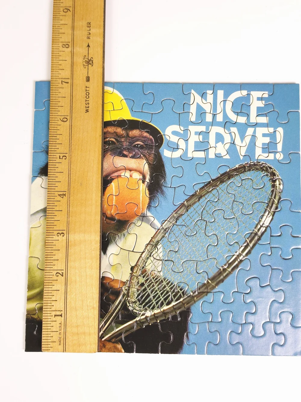 Springbok Vintage 70+  Mini Puzzle Chimpanzee Sports Bowling Tennis Set of 2